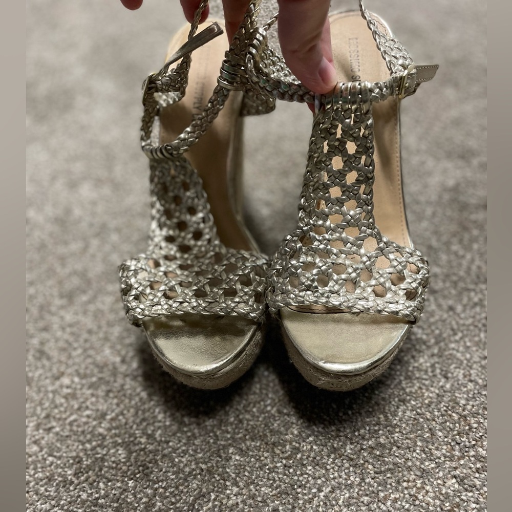 Gold wedge sandals